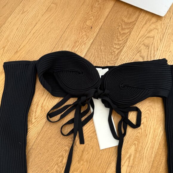 NWT Dion Lee Lustrate Bralette Spiral Rib Knit Strappy Halter Neck Off Shoulder - Picture 7 of 10